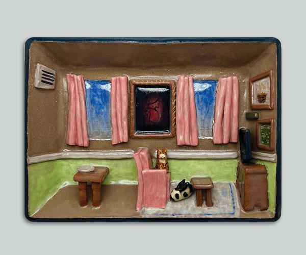 Image of ceramic artwork, "Living Room," by Tri-C student Zoe Hunter